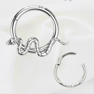 Aro, argolla serpiente con textura / Daith piercing titanio grado implante