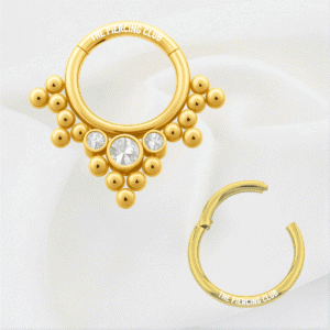 Aro, argolla jupiter con cristal blanco/ Daith - Septum piercing, titanio grado implante