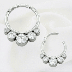 Aro, argolla cristal blanco x5 bezel / Daith piercing titanio grado implante
