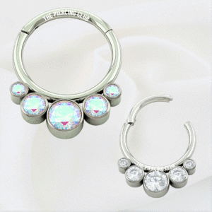 Aro, argolla cristal aurora boreal x5 bezel / Daith piercing titanio grado implante