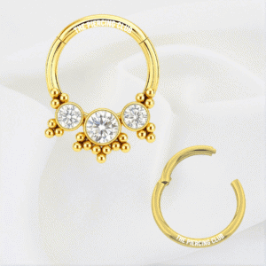 Aro, argolla solstice con cristal blanco / Daith - Septum piercing, titanio grado implante