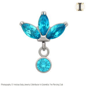 Joya Marquise fan con cristal aguamarina deluxe / Titanio grado implante / INVICTUS