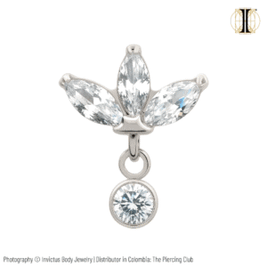 Joya Marquise fan con cristal blanco deluxe / Titanio grado implante / INVICTUS
