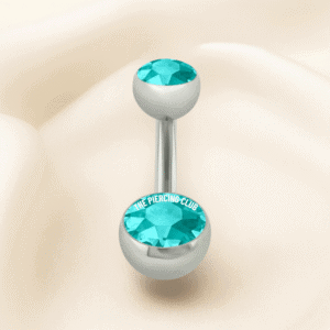 Joya pequeña con cristal aguamarina deluxe / Navel (Ombligo) piercing , titanio grado implante