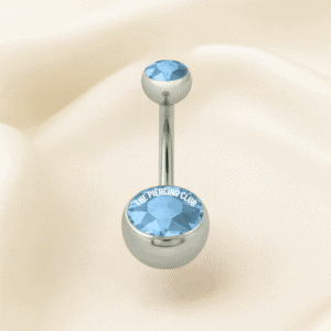 Joya pequeña con cristal azul deluxe / Navel (Ombligo) piercing , titanio grado implante