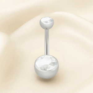 Joya pequeña con cristal blanco deluxe / Navel (Ombligo) piercing , titanio grado implante