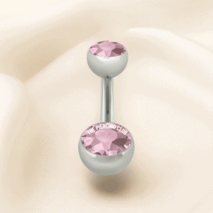 Joya pequeña con cristal rosado deluxe / Navel (Ombligo) piercing , titanio grado implante