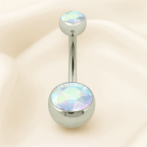 Joya con cristal aurora boreal / Navel (Ombligo) piercing , titanio grado implante
