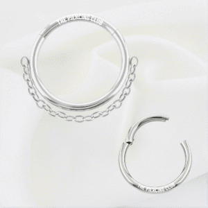Aro, argolla con cadena / Daith - Septum piercing, titanio grado implante