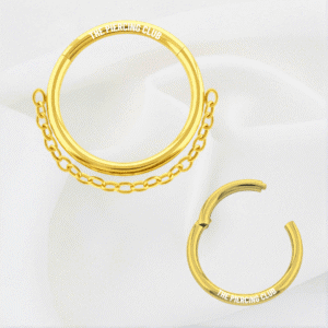 Aro, argolla dorada con cadena / Daith - Septum piercing, titanio grado implante