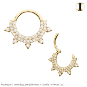 Aro, argolla de puntas frontal con cristales blancos suizos / Oro sólido 14k / INVICTUS