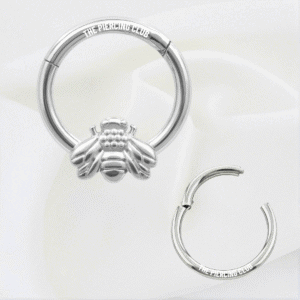 Aro, argolla con abeja / Daith - Septum piercing, titanio grado implante
