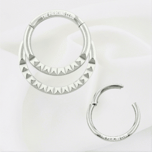 Aro, argolla doble con textura / Daith - Septum piercing, titanio grado implante