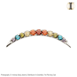 Joya cluster multicolor con cristal blanco deluxe / Titanio grado implante / INVICTUS