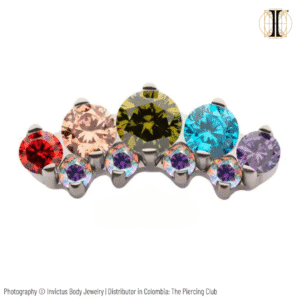 Joya cluster doble cristal multicolor deluxe / Titanio grado implante / INVICTUS