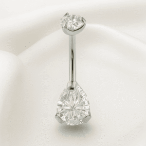 Joya con cristal gota blanco deluxe / Navel (Ombligo) piercing , titanio grado implante