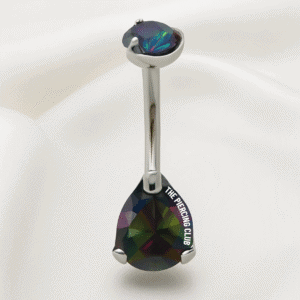 Joya con cristal gota aurora boreal deluxe / Navel (Ombligo) piercing , titanio grado implante