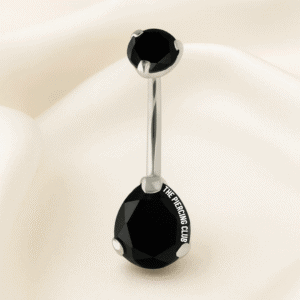 Joya con cristal negro deluxe / Navel (Ombligo) piercing , titanio grado implante