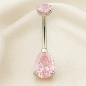 Joya con cristal gota rosa deluxe / Navel (Ombligo) piercing , titanio grado implante
