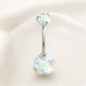 Joya con cristal aurora boreal deluxe / Navel (Ombligo) piercing , titanio grado implante