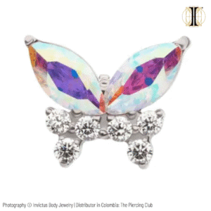 Joya mariposa multigema con cristal aurora boreal deluxe / Titanio grado implante / INVICTUS
