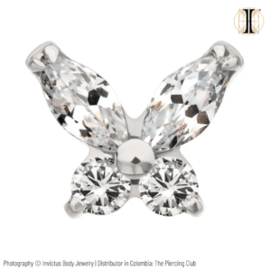 Joya mariposa con cristal blanco deluxe / Titanio grado implante / INVICTUS