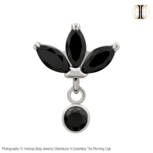 Joya Marquise fan con cristal negro deluxe / Titanio grado implante / INVICTUS