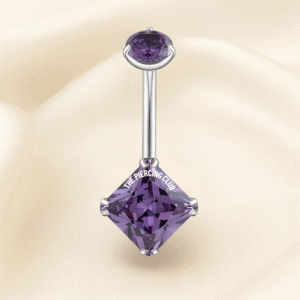 Joya con cristal rombo morado deluxe / Navel (Ombligo) piercing , titanio grado implante