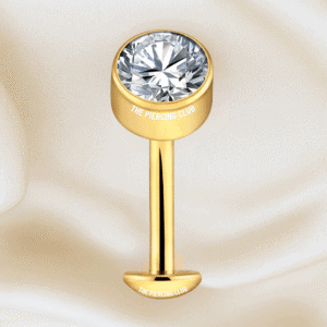 Joya flotante dorada con cristal blanco deluxe / Navel (Ombligo) piercing , titanio grado implante