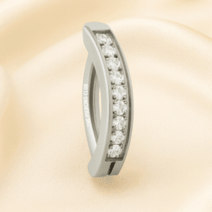 Joya clicker con cristal blanco deluxe / Navel (Ombligo) piercing , titanio grado implante