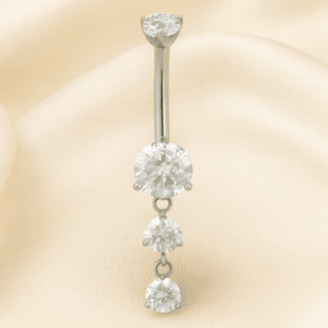 Joya con cristal colgante blanco deluxe / Navel (Ombligo) piercing , titanio grado implante