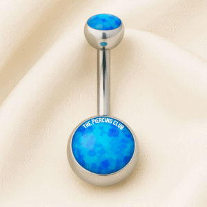 Joya con piedra de ópalo azul / Navel (Ombligo) piercing , titanio grado implante