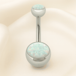 Joya con piedra de ópalo blanco / Navel (Ombligo) piercing , titanio grado implante