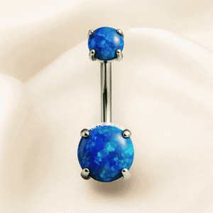 Joya con piedra de ópalo azul deluxe / Navel (Ombligo) piercing , titanio grado implante