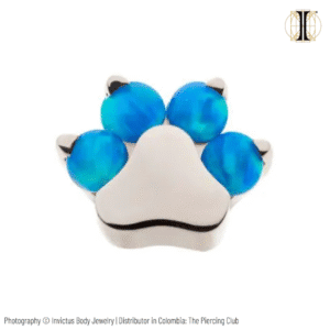 Joya huella de perro con ópalo azul deluxe / Titanio grado implante / INVICTUS