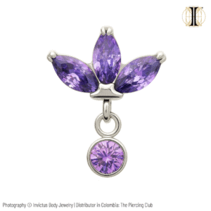 Joya Marquise fan con cristal púrpura deluxe / Titanio grado implante / INVICTUS