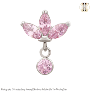 Joya Marquise fan con cristal rosado deluxe / Titanio grado implante / INVICTUS