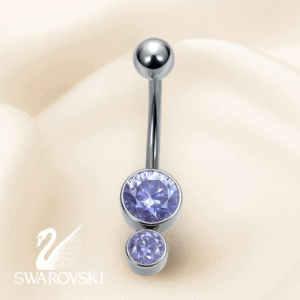 Joya con doble cristal lavender Swarovski® / Navel (Ombligo) piercing , titanio grado implante / INDUSTRIAL STRENGTH