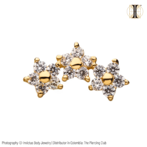 Joya tripleflor mini con cristal Swarovski®/ Oro 14k / INVICTUS