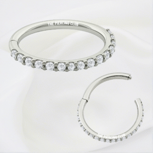 Aro, argolla cristal blanco deluxe / Nostril piercing, titanio grado implante