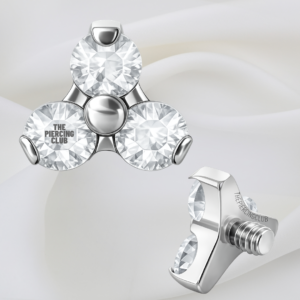 Joya trilogy con cristal blanco deluxe  / Microdermal, titanio grado implante (14G)