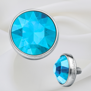 Joya con cristal aguamarina plano / Microdermal, titanio grado implante (14G)
