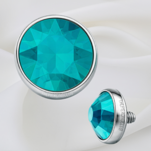 Joya con cristal azul verde plano / Microdermal, titanio grado implante (14G)