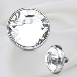 Joya con cristal blanco plano / Microdermal, titanio grado implante (14G)