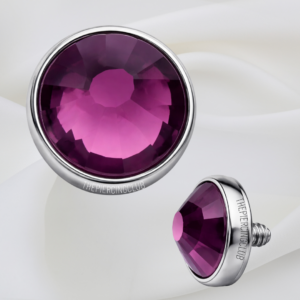 Joya con cristal morado plano / Microdermal, titanio grado implante (14G)