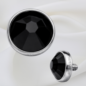 Joya con cristal negro plano / Microdermal, titanio grado implante (14G)