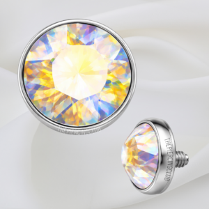 Joya con cristal aurora boreal plano / Microdermal, titanio grado implante (14G)