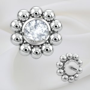Joya sunball con cristal blanco deluxe / Microdermal, titanio grado implante (14G)