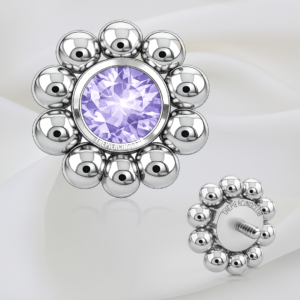 Joya sunball con cristal morado deluxe / Microdermal, titanio grado implante (14G)