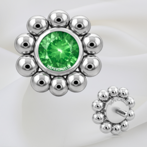 Joya sunball con cristal verde esmeralda deluxe / Microdermal, titanio grado implante (14G)